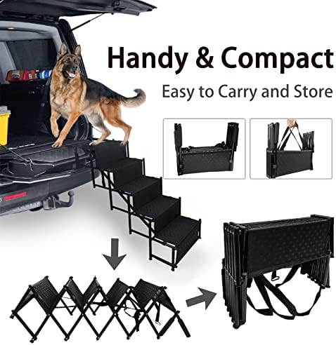 RIPFICEVAN Куче на стълба за кола Преносим рампа за кучешки машини Сгъваеми куче стъпало за леки автомобили джипове Камиони