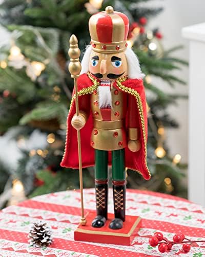 MXwcy 14-Инчов Традиционна Дървена Лешникотрошачката Ръчно изработени King Празничен Коледен Декор за Рафтове и Маси