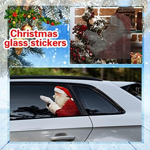 Дядо Прозрачни лепенки За прозорци на коли Коледни Стикери На автомобилни стъкла Празнична Украса Самозалепваща Хартия свети