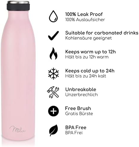 Случайна бутилка за вода Milu - 17 грама, 25 грама, 33 грама - Спортни бутилки от неръждаема стомана, Вакуумни метална колба