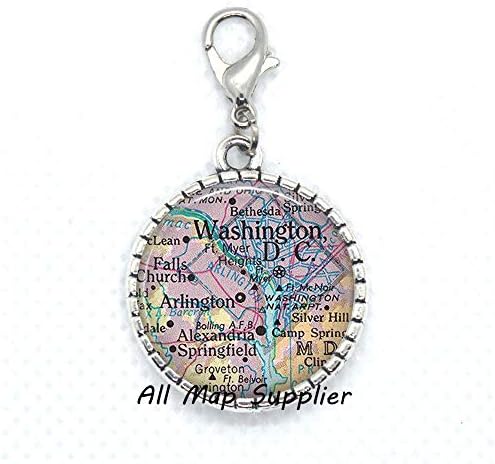 AllMapsupplier Мода Издърпайте закопчалка-цип Карта на окръг Колумбия Закопчалката-омар карта във Вашингтон, окръг Колумбия