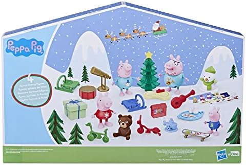 Свинче Пеппа Играчка-адвент-календар Пеппы, 45 х 91 см (отворена); 24 обекта, включващи 4 фигурки празнична семейство; Възраст от 3 години