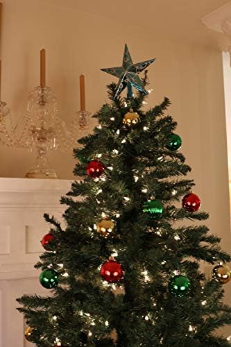 Deli Creations Коледен 7-Инчов Коледа в цилиндър С Блестяща Звезда, Декорация за Дома с Лъскава Върхът на Дървото,