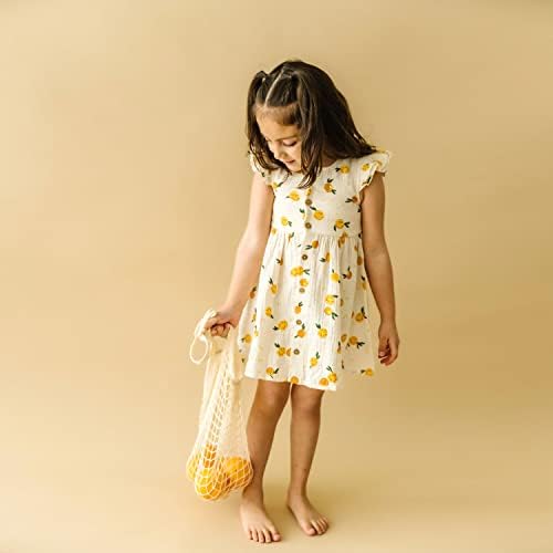 Makemake Organics / Рокля за деца от Органичен Памук За най-малките Момичета, Муслиновое Лятна Рокля Без Ръкави,