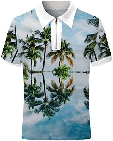 Мъжки Стрейчевая риза Поло с къс ръкав, Бизнес Ежедневни блузи с цип за работа, Спортен, Голф, Тениски за почивка на море, Ризи