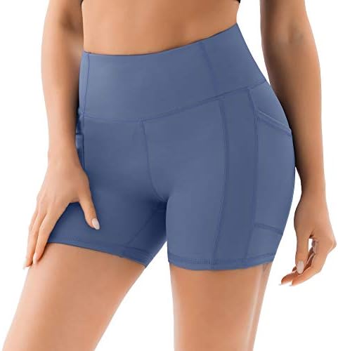 Дамски спортни къси панталони за йога PERSIT с висока талия, Странични и Вътрешни джобове, Непрозрачни Спортни шорти за