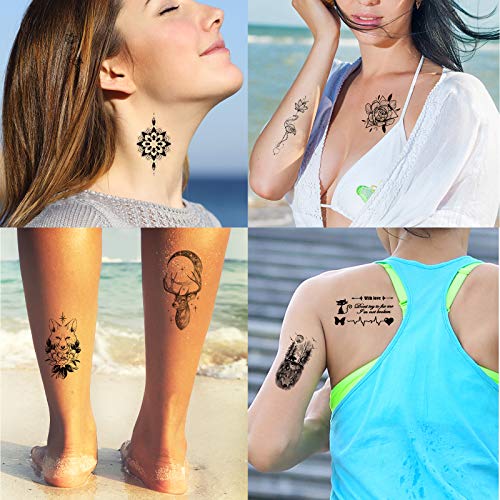 42 Лист 3D Цветове Временни Татуировки за Жени, Фалшиви Татуировки, Боди-Арт Ръце Скица Татуировки Етикети за Жени и Момичета