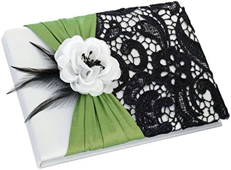 Книга за гости за сватбени церемонии Лилиан Роуз в зелено-черен цвят GB750