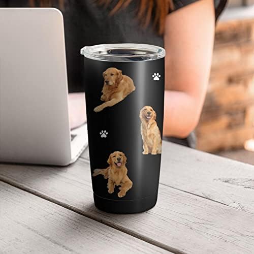 Чаша за кучета Subvise Golden Звученето от Неръждаема Стомана, Изолирани Пътни Чаши за Кафе с Капак и Соломинкой,