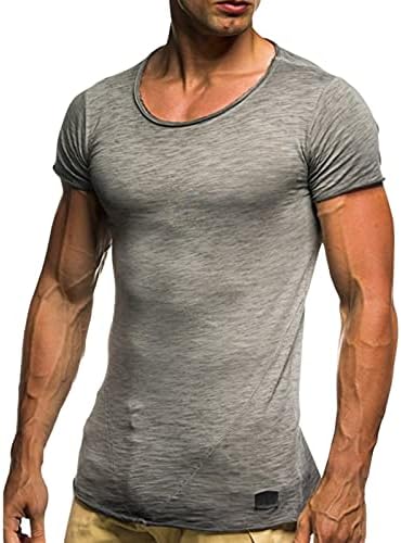 Мъжки мускулна тениска с къс ръкав, облегающая тренировочная тениска за бягане и фитнес, лека спортна риза за бодибилдинг