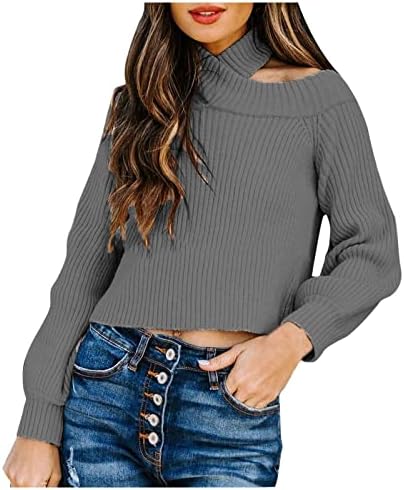 Блузи за жени, Дамски Секси С Открити Рамене Чист Цвят Култивирани Единна Морал Плетене на Пуловери