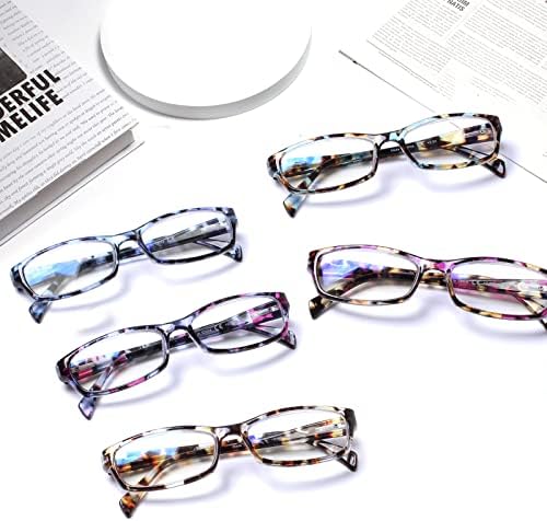 Henotin 5-Pack Очила За четене, Блокиране на Синя Светлина, Срещу Пренапрежение на Очите, Компютърни Очила за