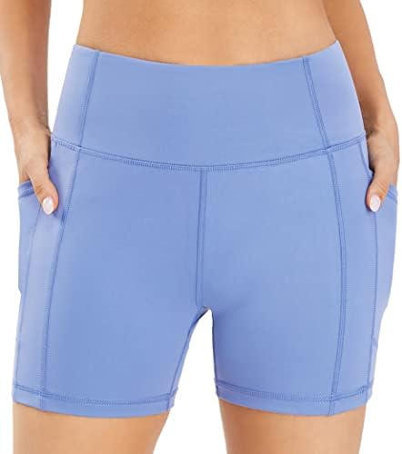 Дамски спортни къси панталони за йога PERSIT с висока талия, Странични и Вътрешни джобове, Непрозрачни Спортни шорти