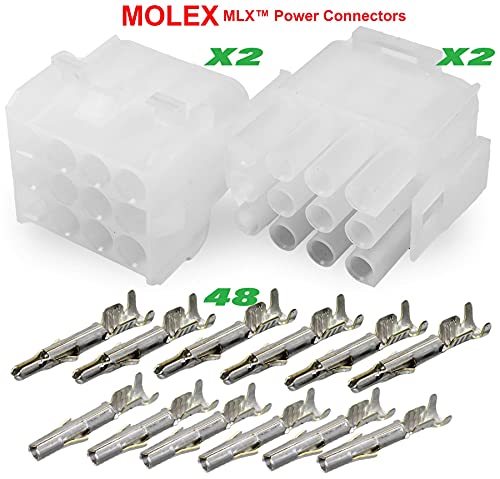 Molex -1 Пълен комплект - (12 Пътеки) w /14-20 AWG, Жак за кабели - 2,13 мм D, Горна заключване, MLX