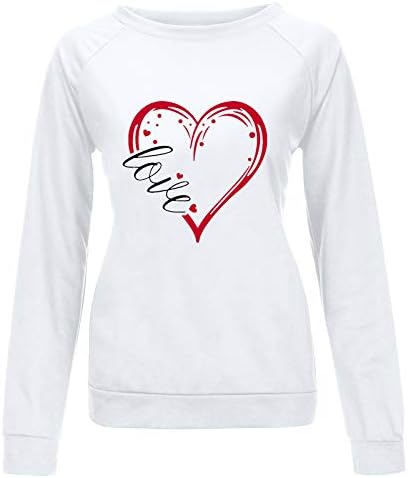 Риза с дълъг ръкав, Дамски Ризи От Полиестер В Свети Валентин, като Основната Училищна Риза, Уютно Сърце, Кръгла Силует,