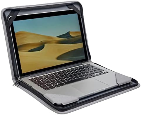 Калъф-месинджър от сива кожа Broonel за лаптоп - Съвместима с Lenovo IdeaPad Flex 5i 2-в-1 Chromebook