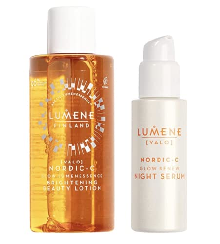 Lumene Осветляющий комплект за лице - Включва нощен серум Nordic-C Skin Glow Reза лице и Осветляющий лосион