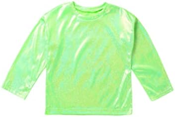 easyforever/ Детска Лъскава Метална Риза с къс ръкав за Момичета и Момчета, Тениска, Лъскава Блуза За Джаз