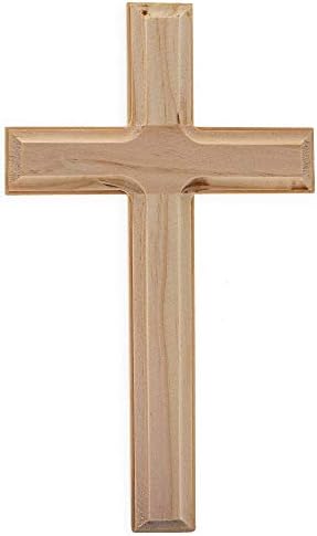 Кръст със Скосени Ръбове Недовършена Дървена Занаят САМ Неокрашенный 3D 10 Инча