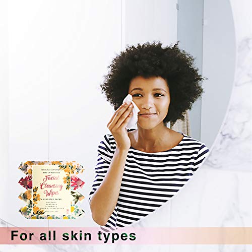 Комплект кърпички за лице Beauty Concepts - 4 салфетки за лице, Кърпички за премахване на грим с кокос, лимон и эвкалиптом,