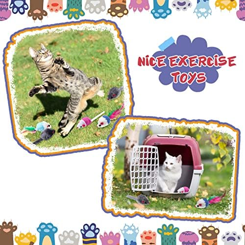 Jexine 150 Бр Кожа на Мишката Играчки за котки, Тропане, Мишка, Играчка за Котки, Разнообразие от Интерактивни Играчки
