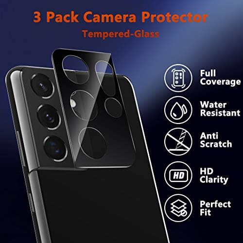 Ferilinso [3 опаковки] Защитно фолио за обектива на камерата на Samsung Galaxy S21 Ultra 5G [Закалено стъкло]