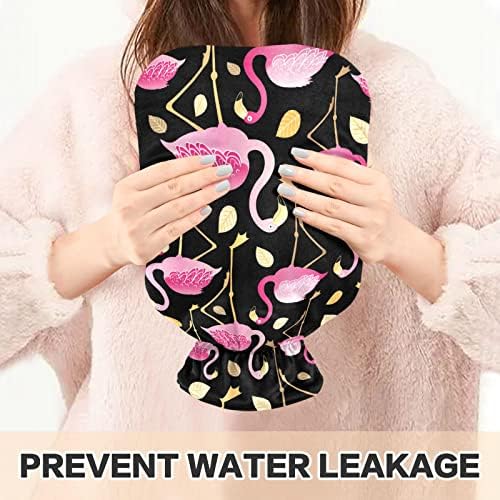 Бутилки с гореща вода с капак, Розови Фламинго Пакет с Топла Вода за Облекчаване на Болки, Нагряване на Ръце, Топло за вода