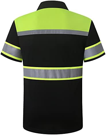 Защитни ризи HoliSecure за мъже, Отразяващи Мъжки Ризи Поло с Джоб, Дишаща работни Дрехи с Къс Ръкав