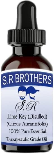 S. R Brothers основни вар ключ (Дестилиран) (Citrus Aurantifolia) Чисто и Натурално Етерично масло Терапевтичен клас с Капкомер 50 мл