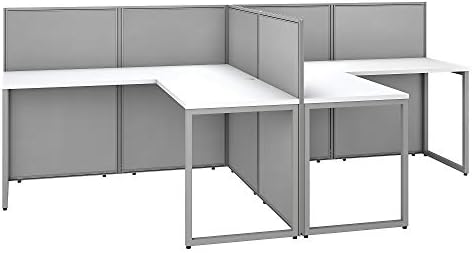 Бизнес мебели Bush, удобен офис на работното място и с Г-образно бюро за 2-ма души, 60 W x 45 Ч, чисто бяло