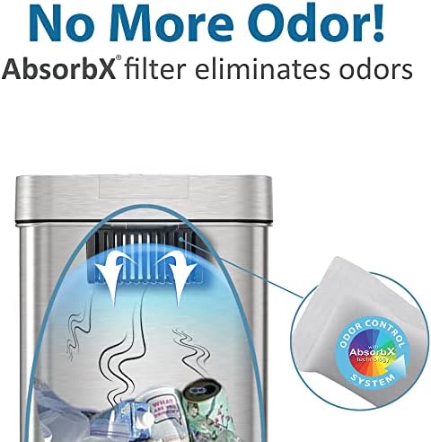 Кофа за боклук iTouchless за баня с тънък сензор обем 4 литра с филтър за абсорбиране на миризма AbsorbX, капакът