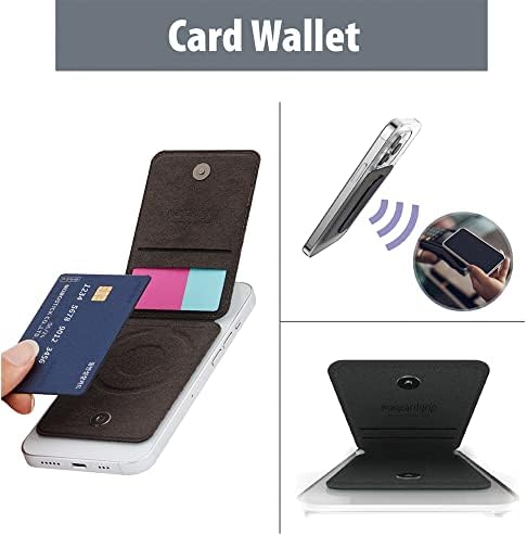 Momostick - Държач за карти в кожа в чантата си за телефон с дръжка за телефон, Съвместим с повечето смартфони, Калъф за карти