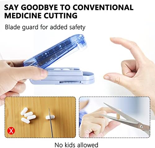 Разделител за няколко таблетки, регулируем нож за хапчета, Режещ нож от неръждаема стомана и защита на нож, с точното нивелиране на таблетки, за рязане на малки или ?