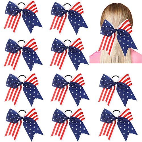 Американският Флаг на САЩ, панделки за момичета, Червено, Бяло и Синьо Празничен Лък за Коса с патриотичен флага,