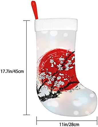 Augenstern Коледни Чорапи, Цветя Червеното Слънце Япония Двустранни Манто Окачени Чорапи