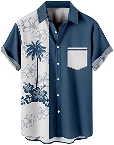 ZDDO Мъжки Хавайски Ризи, 2022 Нова Мъжка Риза За Боулинг С Къс Ръкав и Цветна Принтом Алоха, Горна Плажната Ежедневни