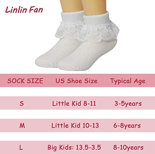 Чорапи за момичета LINLIN FAN's със Завързана на Ръба и Рюшами, 3 опаковки