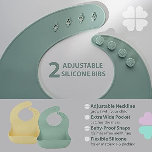 Clover Clover 9 елементи на детски аксесоари за отбиване от гърдата с led подсветка - Комплект за хранене на деца - Силиконова разделени издънка с капак, търтей, поильник, 2 н?