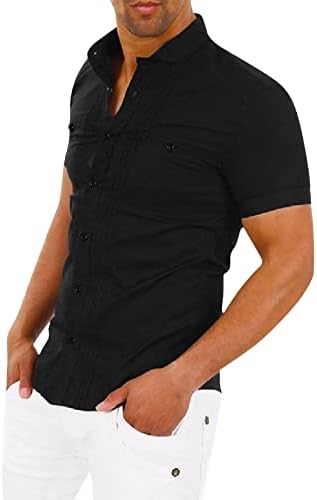 UBST Мъжки Ризи с къс ръкав Летни Леки Върховете На копчета С Имитация на шията Дишаща Приталенная Плажната Ежедневни Риза