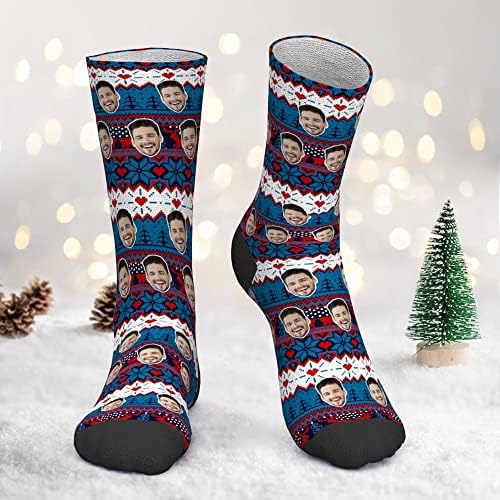 Потребителски Чорапи за лице, Персонални Чорапи със Снимка, Коледни Реколта Забавни Чорапи за Екипажа за Мъже,