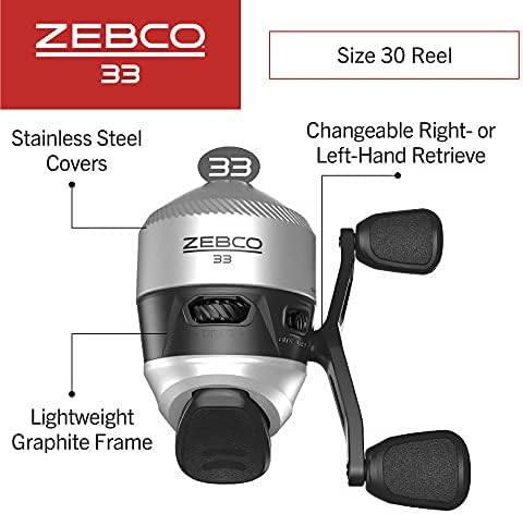 Макара Zebco 33 Spincast и Комбинирано удилище от 2 части, Удобна дръжка от EVA, Быстросъемная риболовна макара със защита