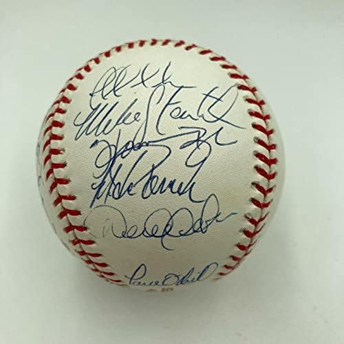 1998 Отбор на Шампионите от Световна серия Ню Йорк Янкис Подписа бейзболен договор с Дереком Джетером JSA - Бейзболни