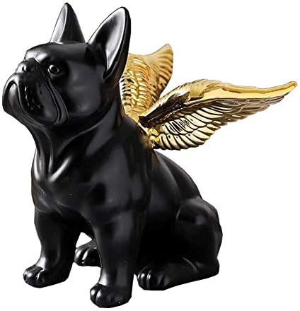 A1 Напреднал Украса Основите на Занаяти, Художествена Скулптура Същества Със Златни крила Черно Куче, Статуята