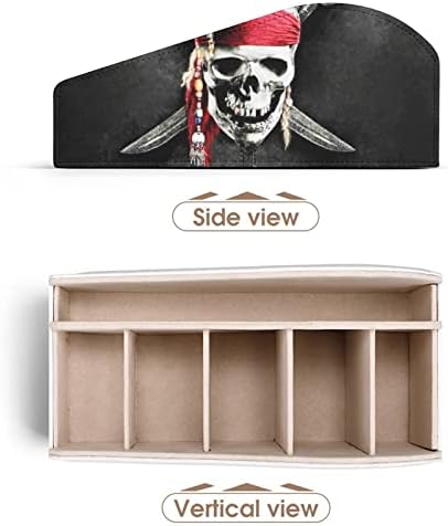 Пиратски Череп на Притежателя на Дистанционното Управление с 6 Отделения от Изкуствена Кожа Дистанционно Управление Органайзер Кутия За Съхранение за вашия Домаш
