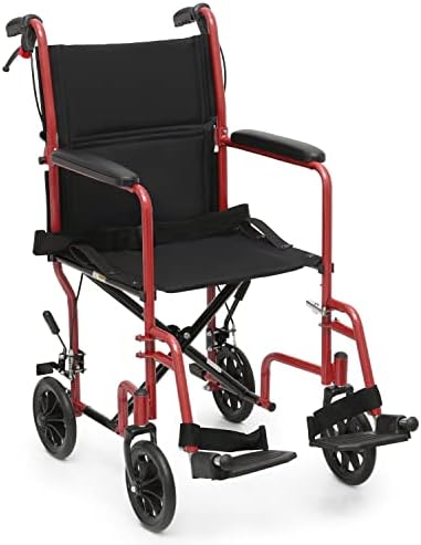 Лека инвалидна количка MoNiBloom за възрастни с фиксирующимися ръчни спирачки, 8-инчови Задни колела и сгъваем