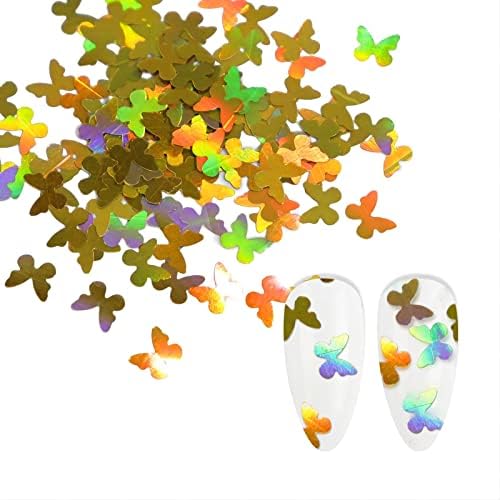 Холограма пеперуда за дизайн на ноктите с пайети 3D дебел лист пайети Лазерна пеперуда от пайети за акрилния дизайн нокти,