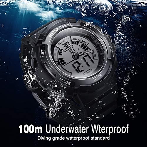 Водоустойчив Цифров часовник за гмуркане TEKMAGIC 10ATM 100 м под вода за плуване и бягане с хронометър и
