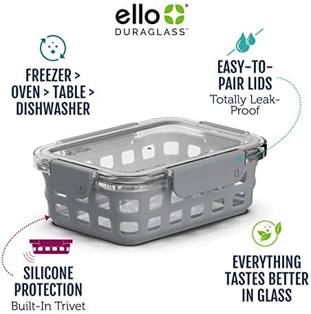 Комплекти за приготвяне на храна Ello Duraglass - Стъклени съдове за съхранение на продукти на водна основа със силиконови втулками
