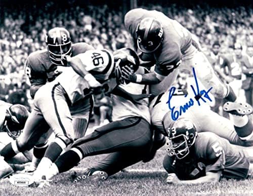 Ърни Снизходителна Подписа Снимка 8X10 с Автограф New York Giants JSA AB54649 - Снимки NFL с автограф