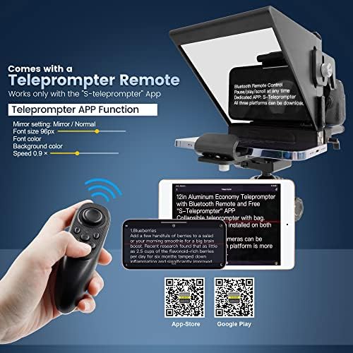 ILOKNZI Преносим Мини-Телесуфлер за смартфон, лаптоп и огледално-рефлексен фотоапарат, за онлайн срещи и видео с чанта